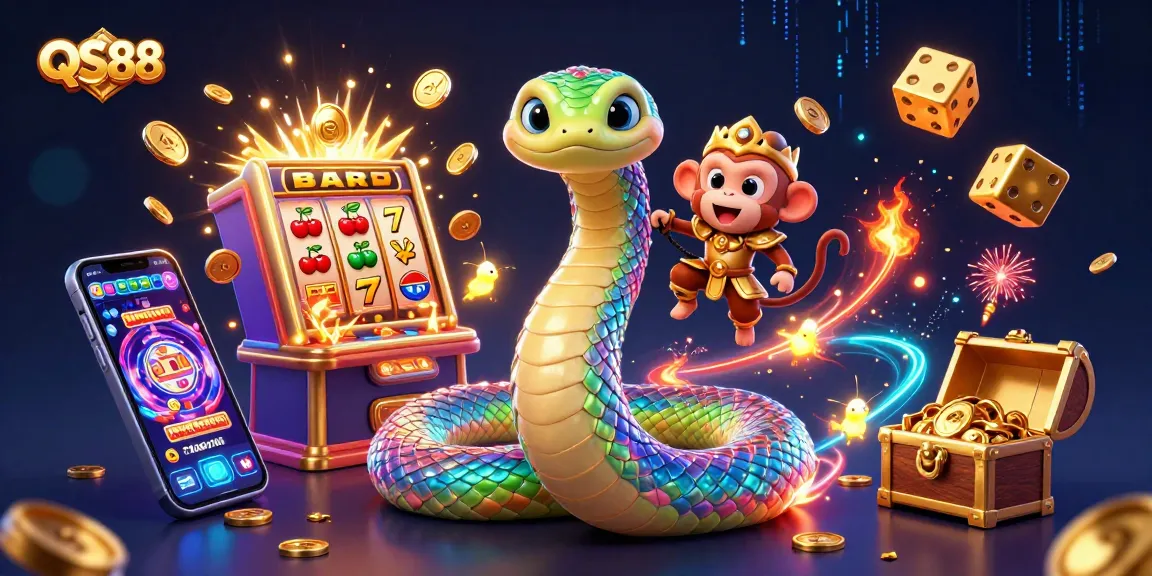 Experience exciting gameplay at QS88 with vibrant slot action featuring animated characters and casino elements.