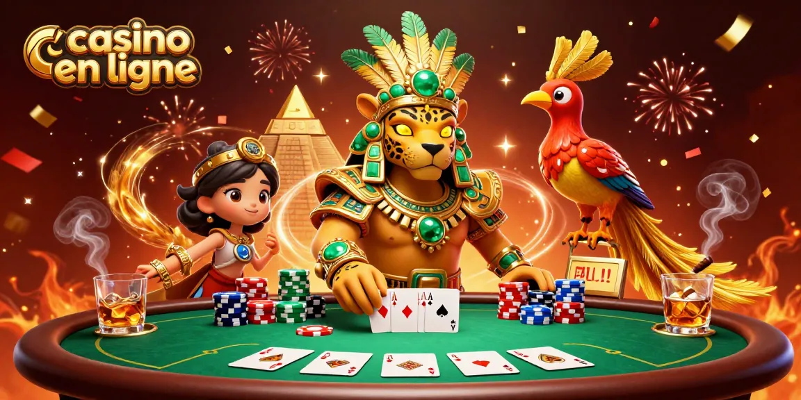 Jouez au casino en ligne avec cette scène animée de croupiers et de tables de poker.