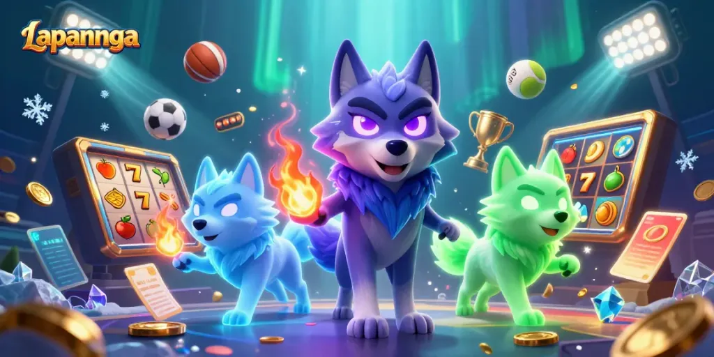 Experience the thrilling world of Lapannaga with 3D wolves and dynamic gaming elements.