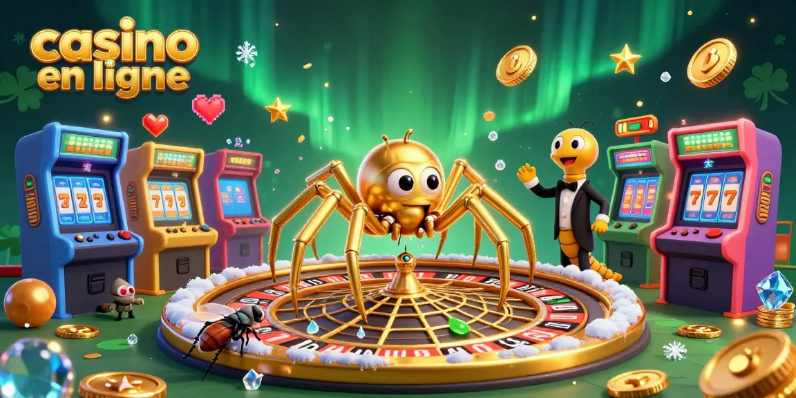 Découvrez l'univers captivant du casino en ligne avec une illustration 3D de personnages animés jouant autour d'une roulette dorée.