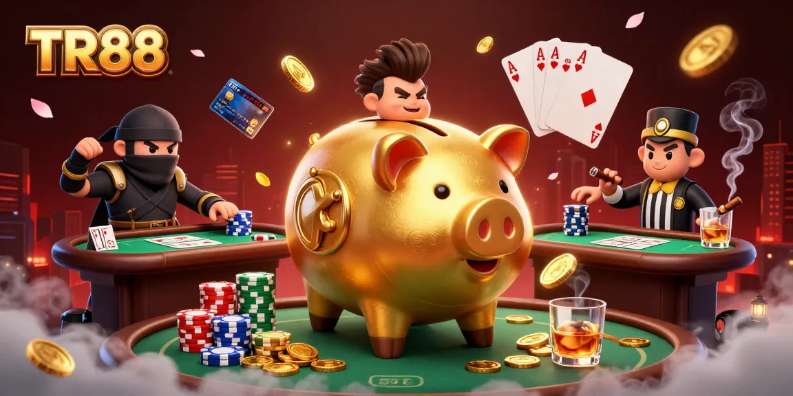 Engage with TR88's exciting gaming environment featuring dynamic characters and casino elements.