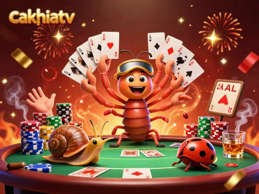 Experience the excitement of sports betting with cakhiatv in this vibrant 3D scene of playful characters and dynamic game elements.