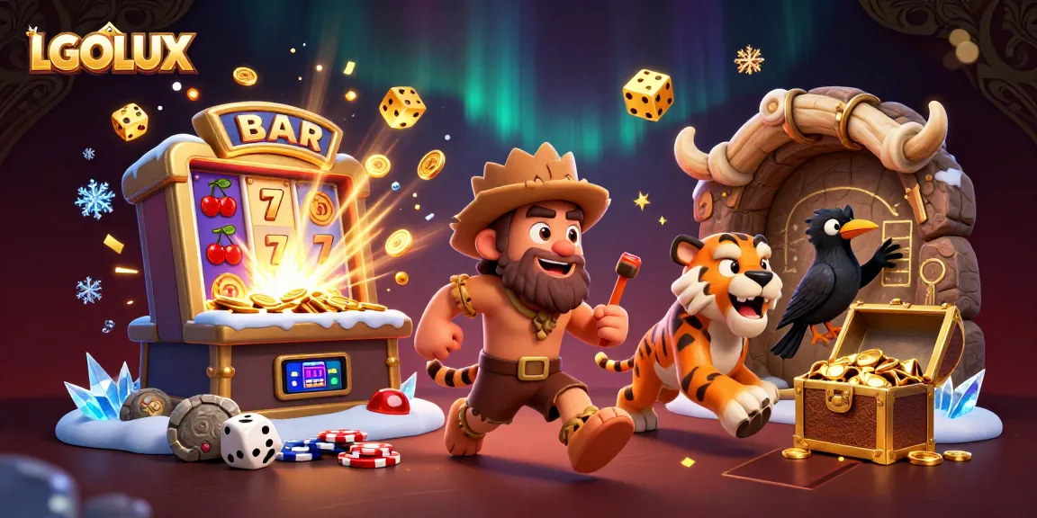 Experience thrilling jackpots at LGOLUX with a captivating prehistoric casino scene.
