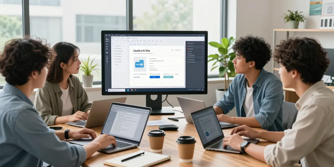 多人在现代办公室中使用WPS Office 下载进行文档云同步，展现高效协作。