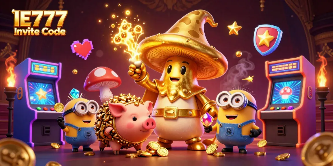 Engage with the exciting IE777 Invite Code scene showcasing vibrant casino elements and playful characters.