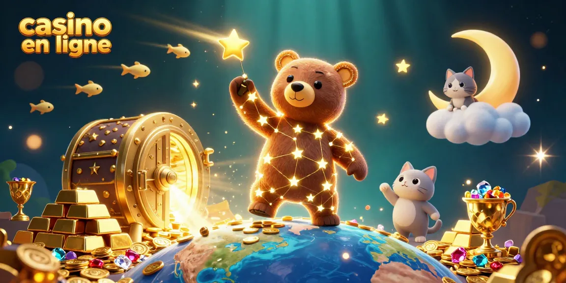 Découvrez l'univers du casino en ligne avec cette illustration riche en or et en jackpots.