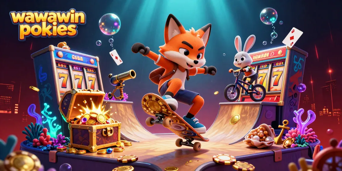 wawawin pokies animation showing a fox and rabbit gaming with vibrant casino elements