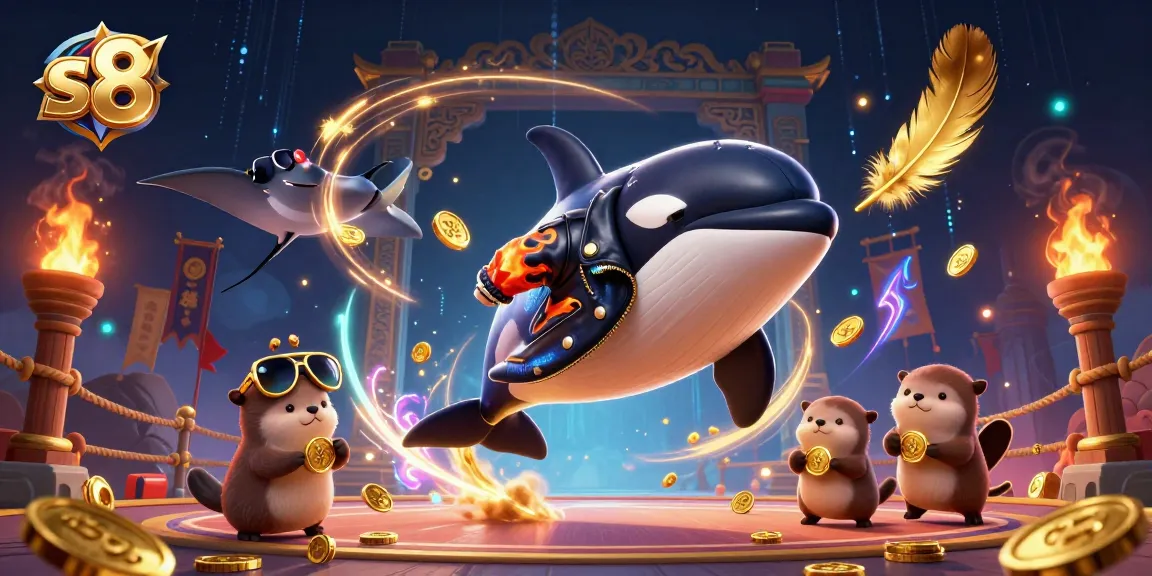 Experience thrilling action by the sea with S8's underwater gambling adventure featuring gold coins.
