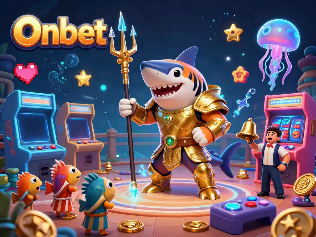 Experience thrilling gaming with Onbet's vibrant underwater casino scene, featuring action-packed characters and dynamic elements.