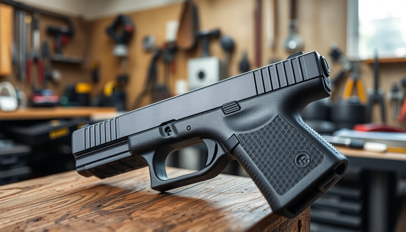 Explore the sleek features of the glock 17 gen 5 slide in a high-quality workshop setting.