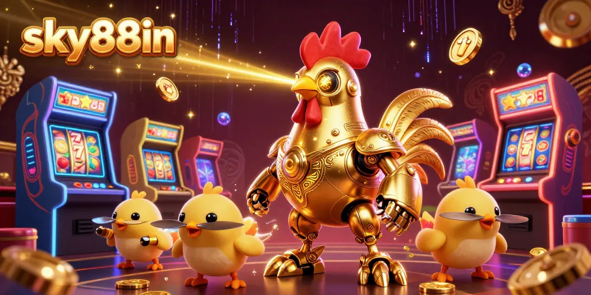 Experience thrilling wins at sky88in with vibrant casino game-inspired 3D illustration art.