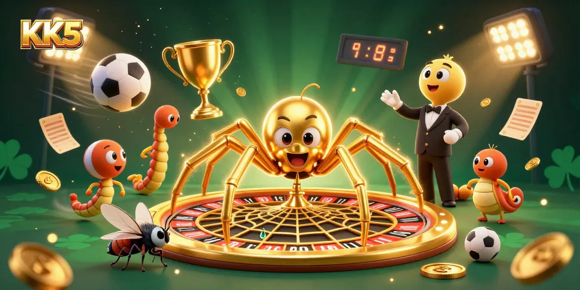 KK5 engages in thrilling bets as a fly nervously places wagers at a roulette wheel web.