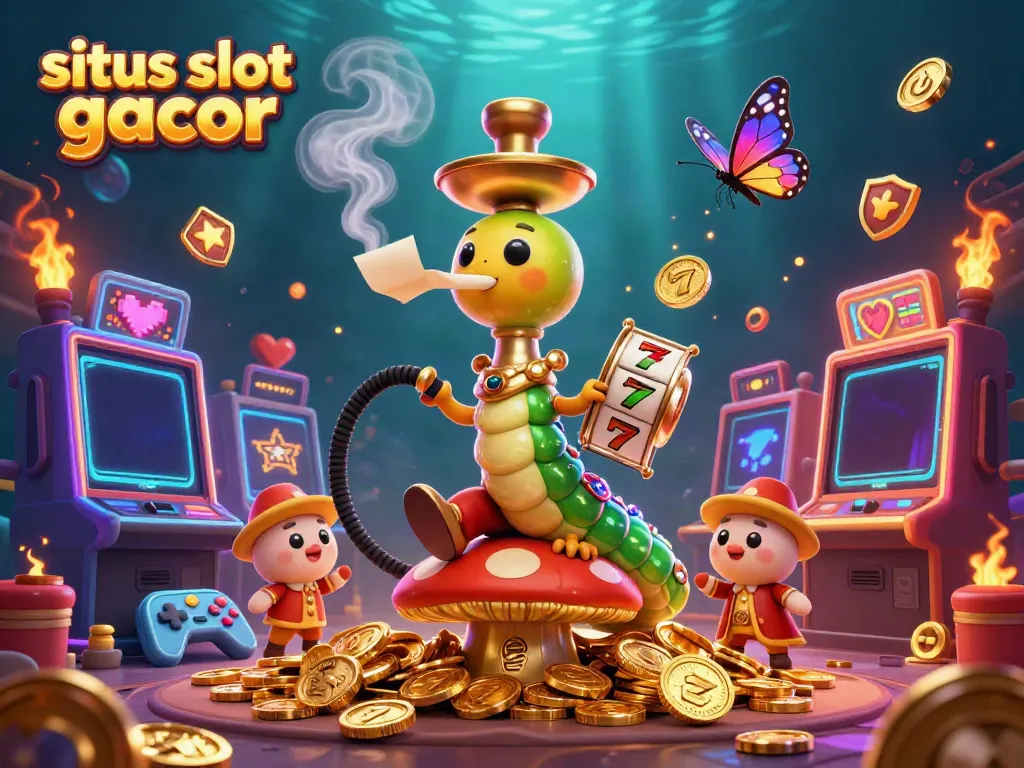 Experience the thrill of situs slot gacor with a vibrant 3D illustration showcasing fun slot symbols and games.